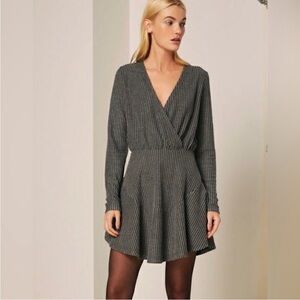 The Fifth Label Ribbed Wrap Dress Size Medium NEW Long Sleeve Gray